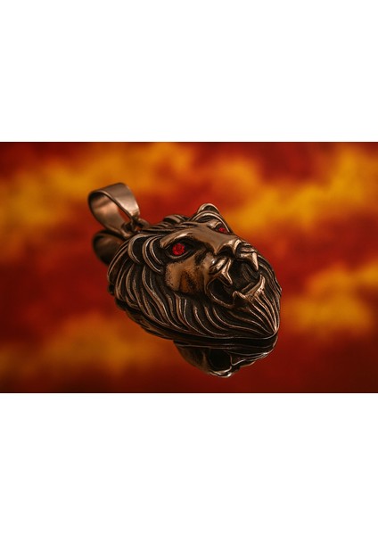 Kırmızı Zirkon Göz Detaylı, Güç ve Cesaret Sembolü Erkek Aslan Başlı Çelik Kolye /kral Aslan Kolye modelleri