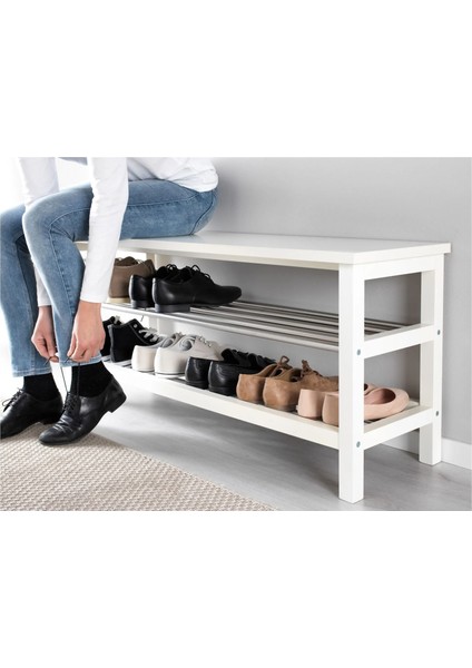 Tjusıg Bank ve Ayakkabılık Beyaz 108 x 50 cm fiyatları