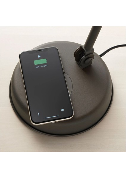 Hektar Çalışma Lambası Koyu Gri 70 cm Qi Sertifikalı Kablosuz Şarj