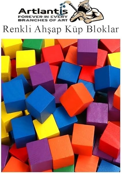 Ahşap Küp Bloklar 3x3 cm 16 Adet Ahşap Renkli Kare Blok Eğitici Geliştirici Oyuncak Küp Matematik Birim Küpleri indirimleri