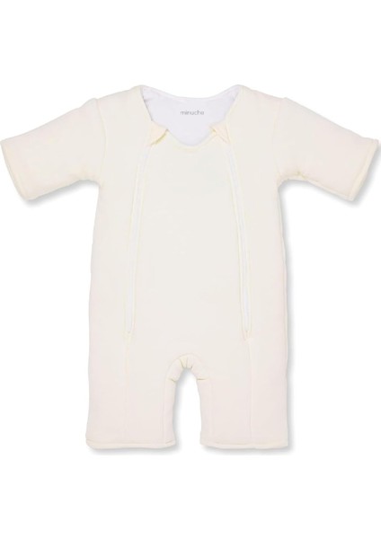 Pamuk Bebek Uyku Tulumu - Elyaf Dolgulu ve Alt Değiştirme Için Çift Fermuarlı (Krem, 3-6 Ay)