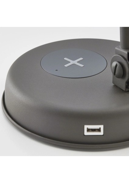 Hektar Çalışma Lambası Koyu Gri 70 cm Qi Sertifikalı Kablosuz Şarj