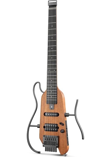 Hush-X Elektro Gitar Kiti - Seyahat ve Uygulama Için Tüy Işığı ve Sessiz Performanslı Başsız Gitar, Maun Katı Gövdesi, Bir Saniyelik Montaj Çerçeveleri, Konser Çantası, Tüm Aksesuarlar, Doğal