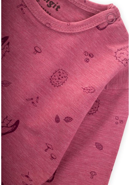 Uzun Kollu Desenli T-Shırt 0-3 Yaş Mürdüm modelleri