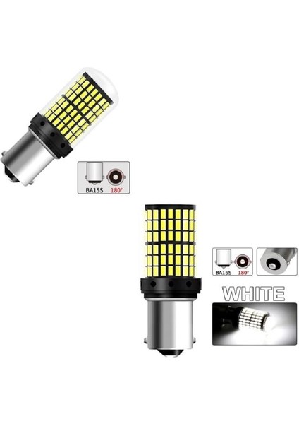 .qualıty. ( 2 x Adet ) 1 Takım. LED 93 21W Tek Duy Snyal Ampul 12V 144 LED Şeffaf Whıte ( 21W 93 Ampul 144 LED Beyaz )