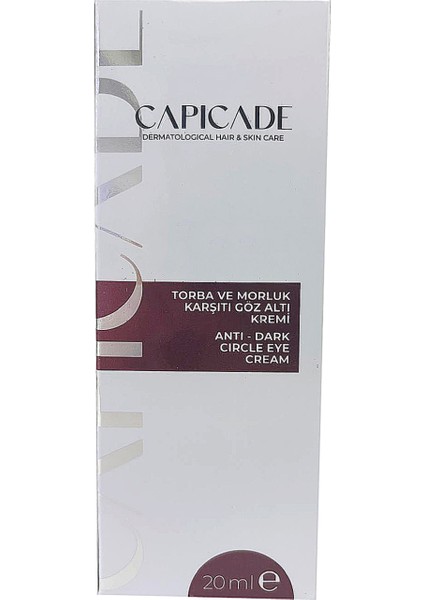 Capicade Torba ve Morluk Karşıtı Göz Altı Kremi 20 ml fırsatları