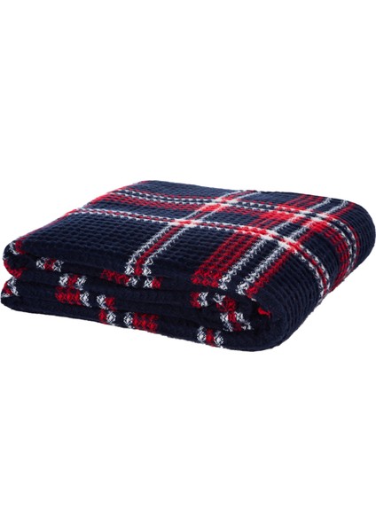 Oxford Kareli Diz Üstü Battaniye Lacivert 130X170