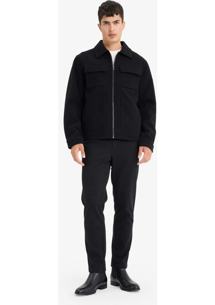 Slim Fit Dar Kesim Polo Yaka Astarlı Fermuarlı Cepli Kışlık Mont F0461AX25AU fiyatları