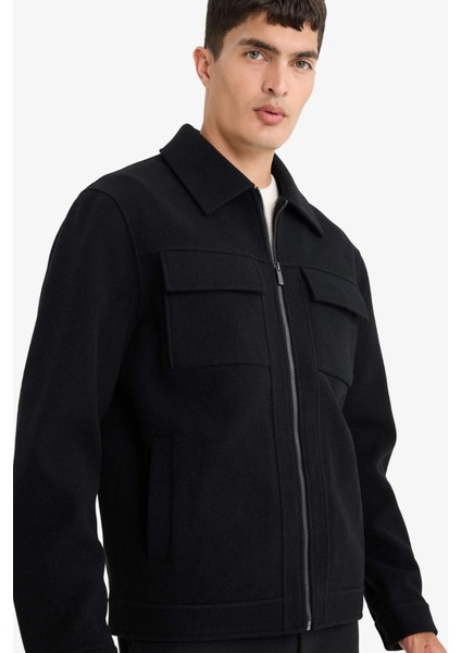 Slim Fit Dar Kesim Polo Yaka Astarlı Fermuarlı Cepli Kışlık Mont F0461AX25AU modelleri