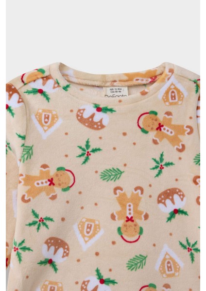 Erkek Bebek Pijama Takımı Yılbaşı Temalı Uzun Kollu Velur Üst Uzun Alt F5561A525WN modelleri