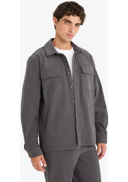 Regular Fit Fitilli Kadife Uzun Kollu Gömlek F1619AX25WN modelleri