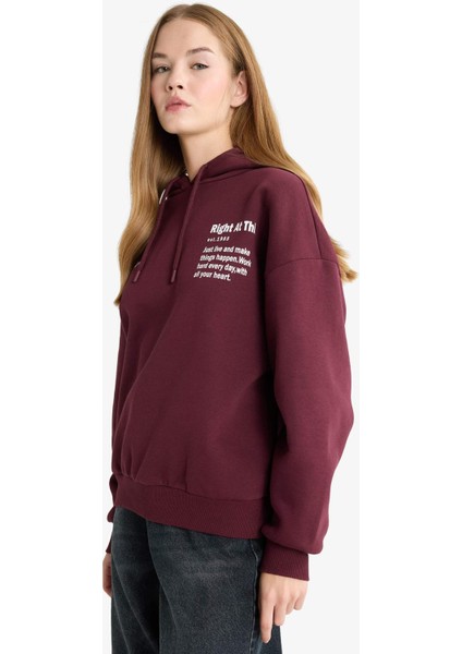 Oversize Geniş Kalıp Kapüşonlu Sırt Baskılı Sweatshirt G3874AX25WN indirimleri