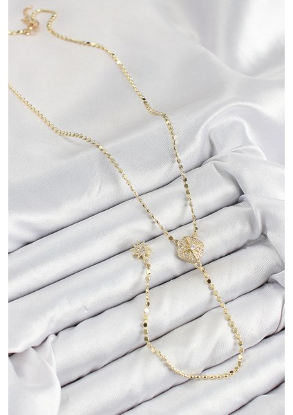 Bfs Pirinç Zirkon Taşlı Ezme Zincirli Madalyon Model Gold Renk Y Kolye fiyatları