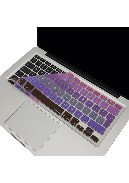 Macbook Air Pro Klavye Koruyucu (Türkçe Q) Ombre (Eski Usb’li Model 2008/2017 Yılı) ile Uyumlu Pembe Mavi