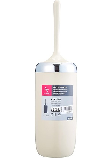 M-E07-09-P Lima Tuvalet Fırçası, Krom Dekorlu, Bej