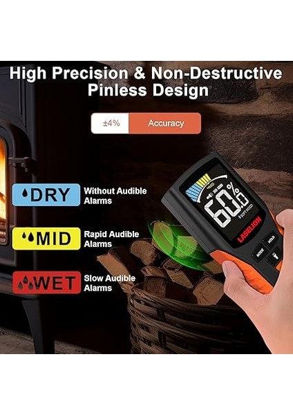 Pinless Nem Ölçer MS12 Tahribatsız Ahşap Nem Ölçer Dedektörü, Büyük LCD Ekranlı, Piller, Ahşap, Yakacak Odun, Duvarlar, Yapı Malzemeleri Için 4 Modlu Nem Ölçer modelleri