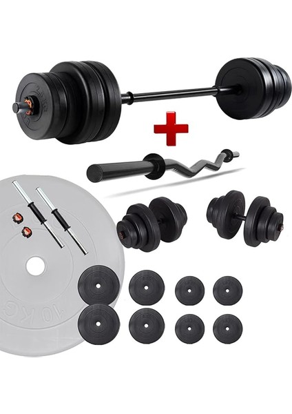 48 kg Z Bar Halter Seti ve Dambıl Seti Ağırlık Fitness Seti