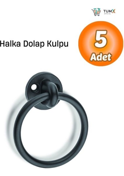 Halka Siyah Lüks Dolap Kulpu Mobilya Kulpu 5 Adet