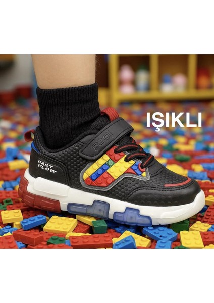 Cool Heros-Ptk 26/30 LEGO Desenli Işıklı Cırtlı Sneaker Spor Ayakkabı