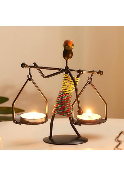 Kadın Figürlü Metal Ferforje Tealight Mumluk Ev Dekoru Süs