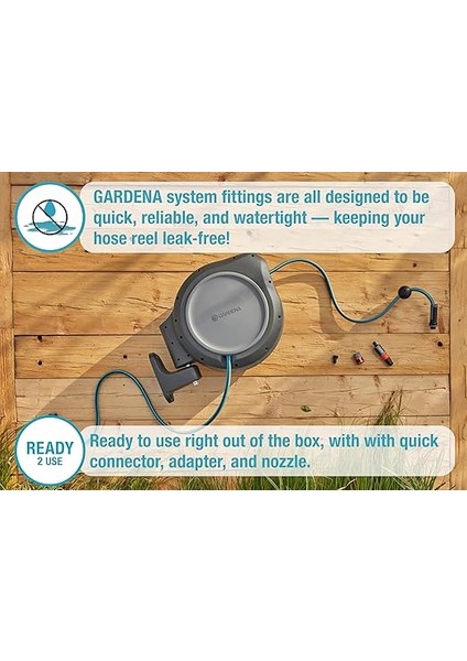 8040 50 Ayak Duvara Monte Geri Çekilebilir Makara Hortum Kılavuzlu, Gri, 50' modelleri