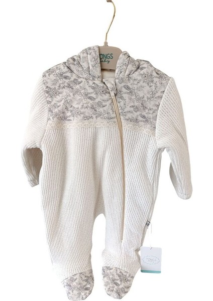 9505T Kız Bebek Fermuarlı Kapüşonlu Patikli Tulum