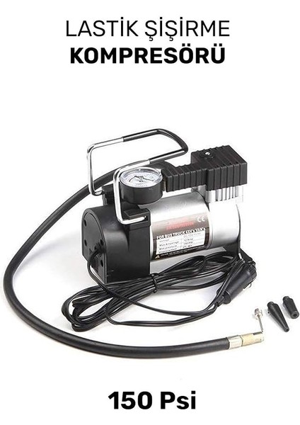 150 Psı Metal Gövdeli Çakmaklık Girişli Araç Lastik Şişirme Pompası Kompresör modelleri