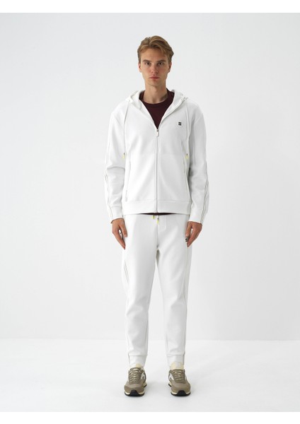 Erkek Ekru Pamuk Dokulu Regular Fit Sweatmont