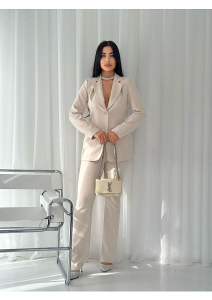 Kadın Düğmeli Blazer Ceket Pantolon Takım Elbise fırsatları