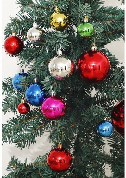 12’li Yılbaşı Çam Ağacı Süsü Renkli – 3 cm Parlak Karışık Renk Top Süsler Noel Çam Ağacı Süsü indirimleri