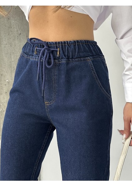 Kadın Beli Ipli Kemer Lastik Mom Kot Pantolon fırsatları