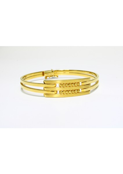 14 Ayar Altın 3 Sıralı Dorikalı Kaburga Kelepçe Bilezik 9.61 gr