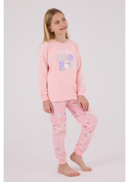 Kız Çocuk Pembe Pijama Takımı