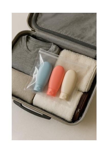 Vios Store Travel Boy 60 ml Seyahat Tipi Şampuan Şişesi Seti – Sızdırmaz, Yeniden Doldurulabilir Silikon Kap – Tsa Uyumlu modelleri