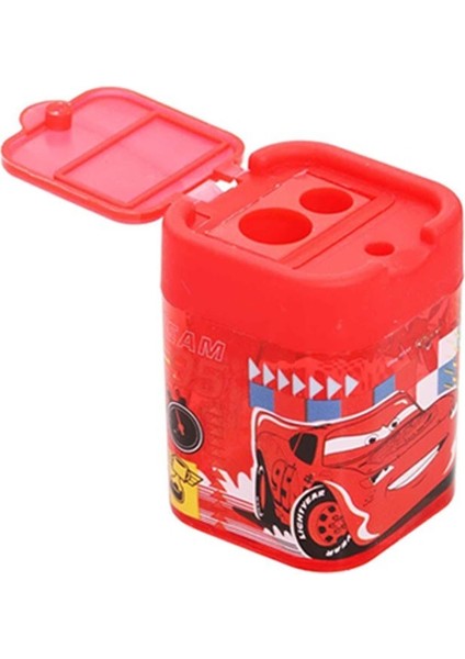2 Li Kalemtraş 2 Adet Arabalar Kırmızı ve Mavi Geniş Hazneli Çift Bıçaklı Kalem Traş No1 Figürlü Jumbo Kalemtıraş modelleri