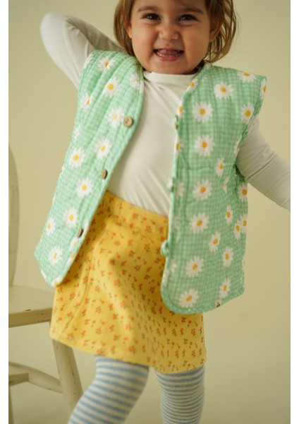 Papatya Desenli Yeşil Peluş Bebek Yeleği fiyatları