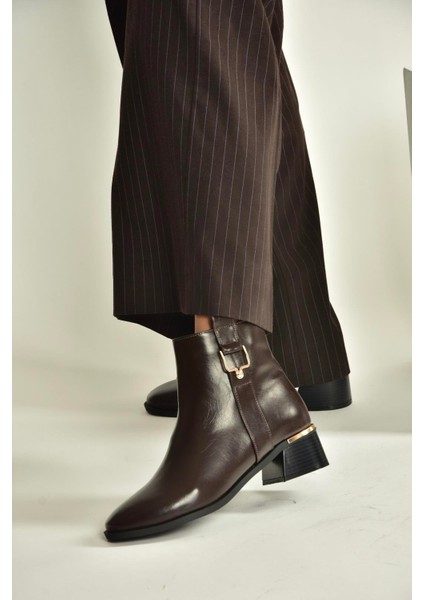 V518978809 Kahverengi Alçak Topuklu Kadın Bot fiyatları