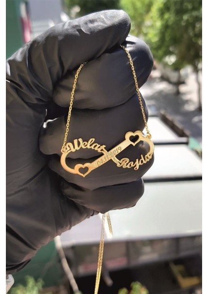 925 Ayar Gümüş 24 Ayar Altın Kaplama Kalpli Sonsuzluk Kolye