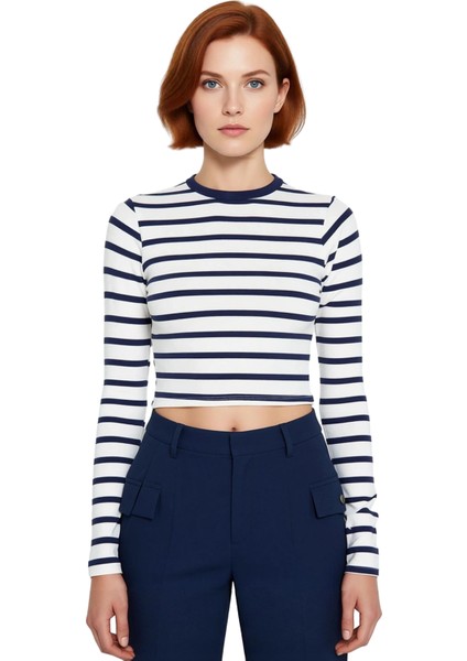 Kadın Moda Şık Üst Giyim Crop Bisiklet Yaka Slim Kalıp Örme Viskoz Yumuşak Kumaşlı Fitted Esnek Bluz fiyatları