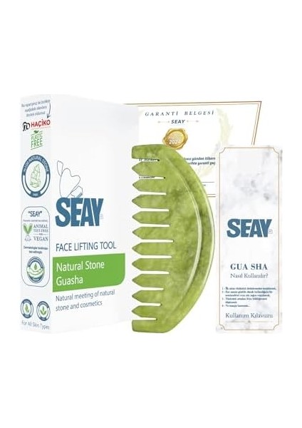 Seay Yeşim Tarak Gua Sha Saç ve Yüz Masajı Doğaltaş modelleri