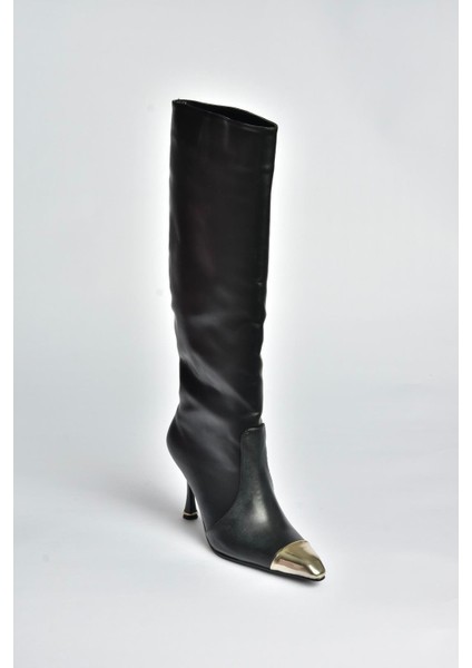 V752574109 Siyah Ince Topuklu Kadın Çizme indirimleri