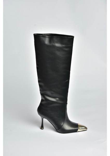 V752574109 Siyah Ince Topuklu Kadın Çizme