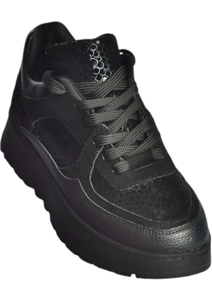 V820720309 Siyah Kalın Tabanlı Spor Ayakkabı Sneakers indirimleri