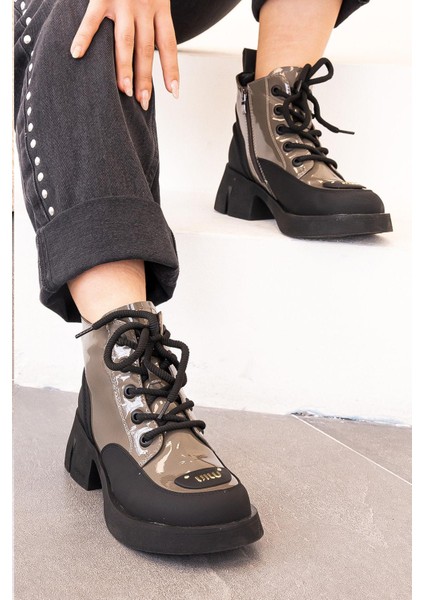 Layla Guja Ithal Özel Seri Hakiki Deri Kadın Bot Haki modelleri