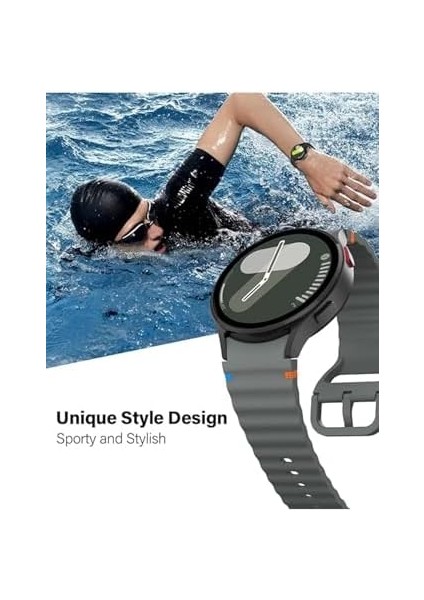 Wave Soft Spor Silikon Kordon Galaxy 7 6 5 4 Fe 40 44 mm 42 43 46 47 mm ile Uyumlu, Koyu Gri fiyatları