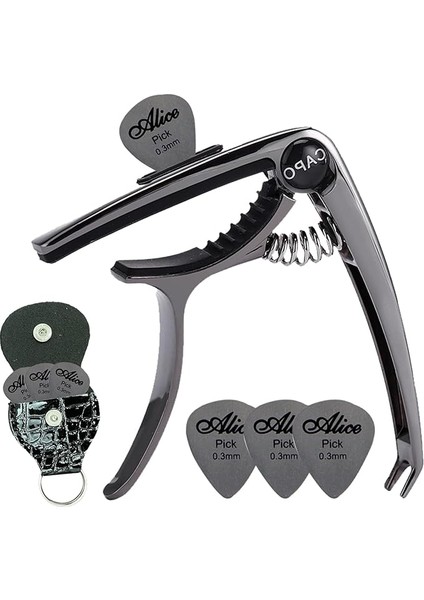 Capo, Gitar Capo, Akustik Gitar, Gitar ve Dişli Aksesuarları Için Capo Elektro Gitar, 3 Gitar Metal Peneli ve 1 Gitar Pena Çantası Gitar Capo Akustik Ukulele Mandolin Banjo Için