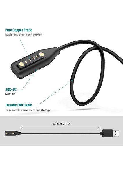 Şarj Kablosu Ile Uyumlu Bose Frames Alto S/m M/l, Bose Frames Rondo, Bose Frames Soprano, Bose Frames Tenor Şarj Cihazı - 3.3ft 100CM USB Manyetik Şarj Istasyonları modelleri