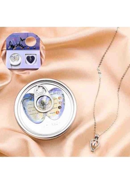 Kişiye Özel Istiridye Inci Kolye ve Kalp Kristal Cam Kar Küresi Ikili Set modelleri