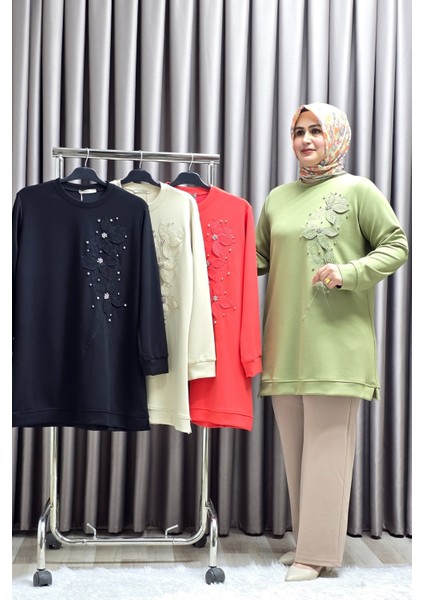 Kadın Giyim Büyük Beden Modal Çiçek Aplik Tunik fırsatları