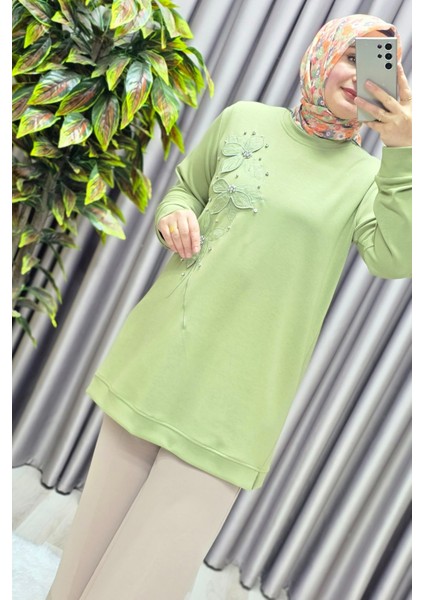 Kadın Giyim Büyük Beden Modal Çiçek Aplik Tunik indirimleri